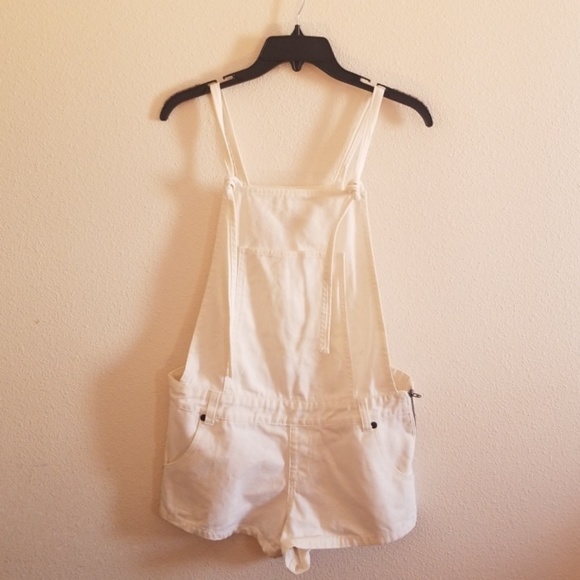 One Teaspoon White Denim Short Overalls - Picture 2 of 6